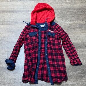 bossini ANGRY BIRDS Red and Black Plaid Hooded Jacket